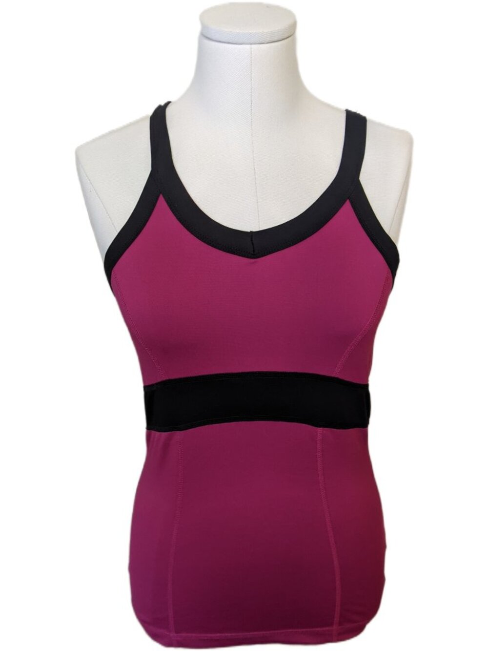 Womens Magenta Pink Black Performance Tank Top Athletics Active Wear Yoga Gym S